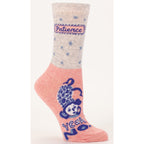 Women's Crew Socks - Patience, Yeah No - Blue Q