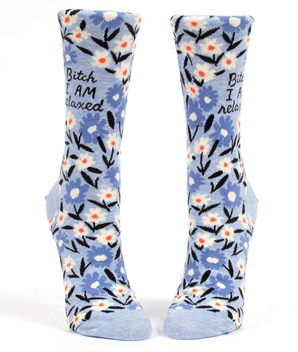 Bitch I AM Relaxed Women's Crew Sock - Blue Q