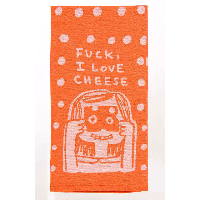 Blue Q Fuck I Love Cheese Kitchen Towel - woven jacquard Cotton Kitchen Towel