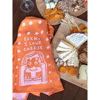 Blue Q Fuck I Love Cheese Kitchen Towel - woven jacquard Cotton Kitchen Towel
