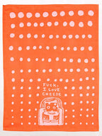 Blue Q Fuck I Love Cheese Kitchen Towel - woven jacquard Cotton Kitchen Towel