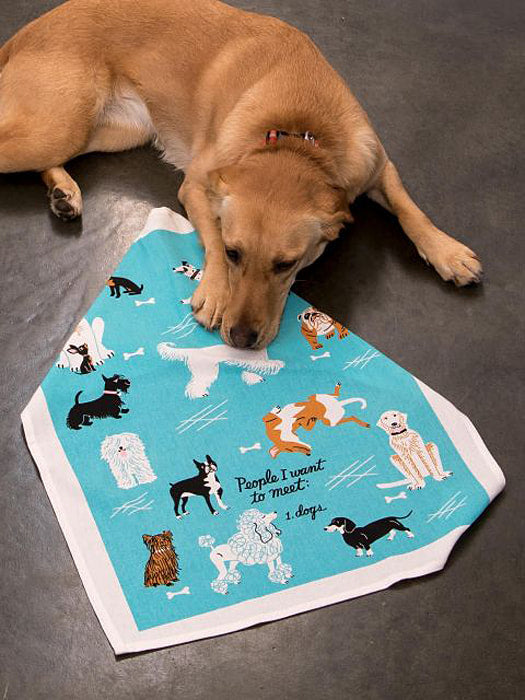 Blue Q People to Meet:  1.  dogs.   Kitchen Towel - Printed Cotton Kitchen Towel