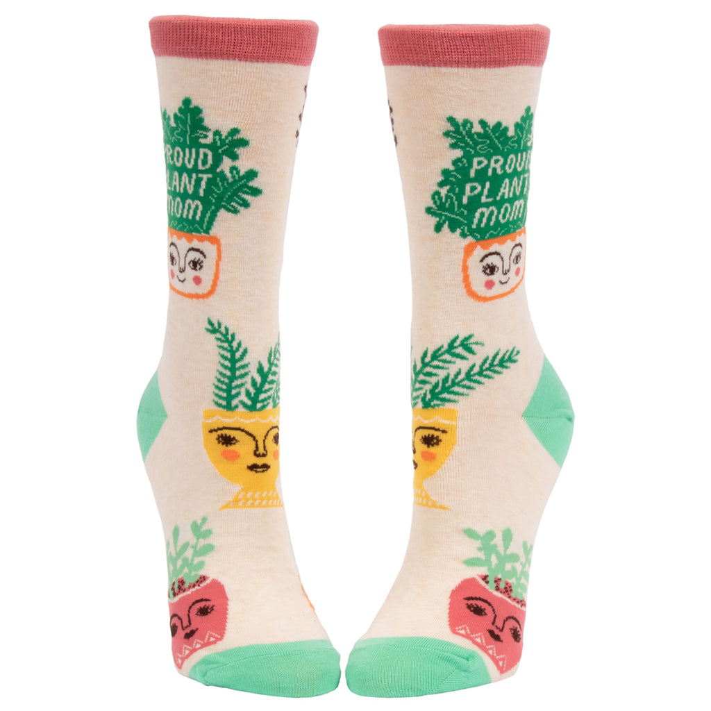 Proud Plant Mom Women's Crew Socks - Blue Q