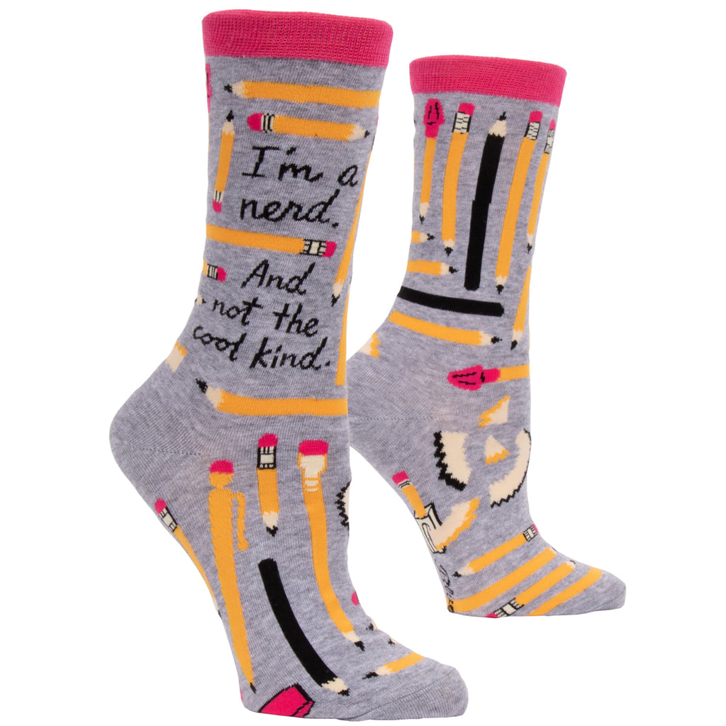 I'm a Nerd.  And Not the Cool Kind.  Women's Crew Socks - Blue Q