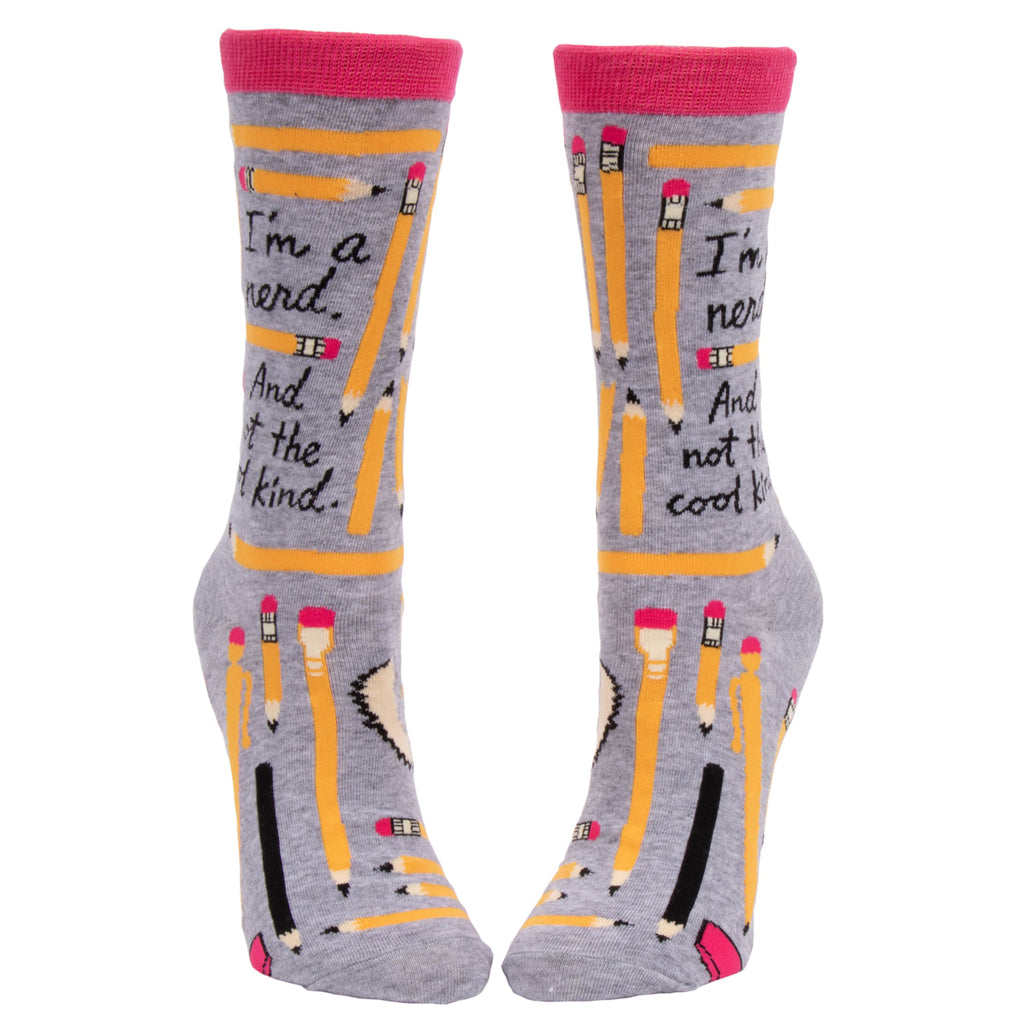 I'm a Nerd.  And Not the Cool Kind.  Women's Crew Socks - Blue Q