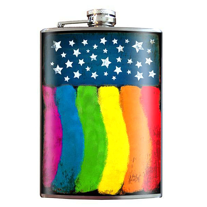 Gay Pride rainbow  lead free flask by Lucky Jack fka Trixie and Milo