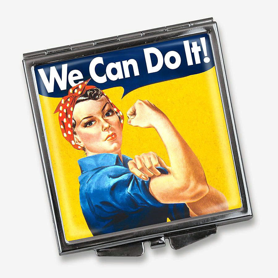 We Can Do It! Rosie The Riveter unique design Square Compact Mirror (regular and magnify) by Lucky Jack fka Trixie & Milo