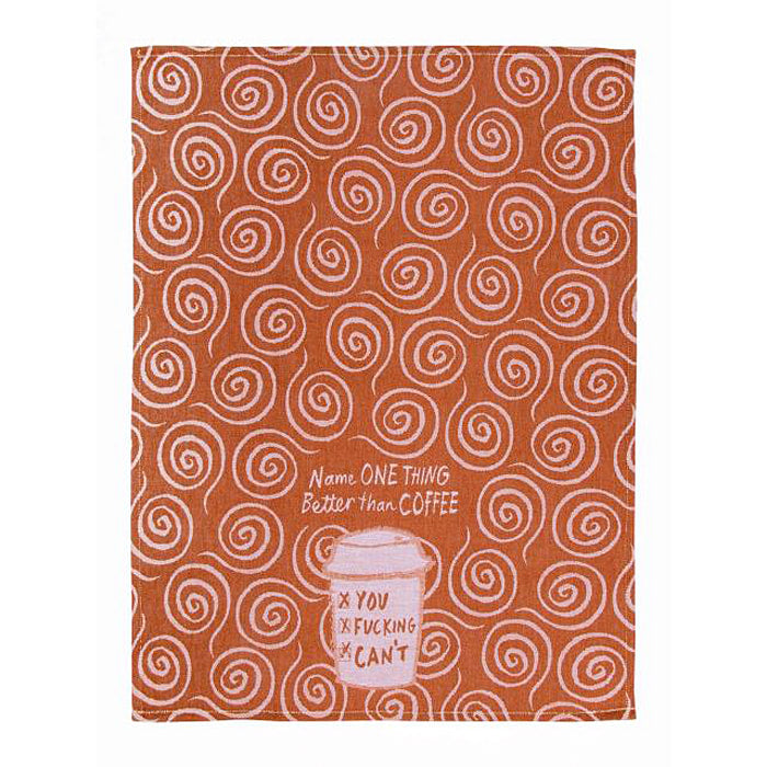 Name One Thing Better than Coffee Kitchen Towel - woven jacquard Cotton Kitchen Blue Q