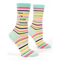 Shhh I'm Overthinking Blue Q Women's Crew Socks