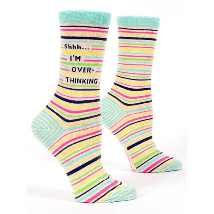 Shhh I'm Overthinking Blue Q Women's Crew Socks