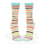 Shhh I'm Overthinking Blue Q Women's Crew Socks