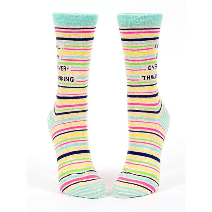 Shhh I'm Overthinking Blue Q Women's Crew Socks