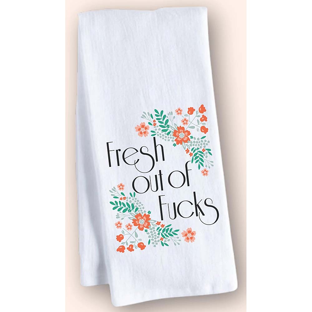 Fresh Out of Fucks - cotton towel - by Twisted Wares