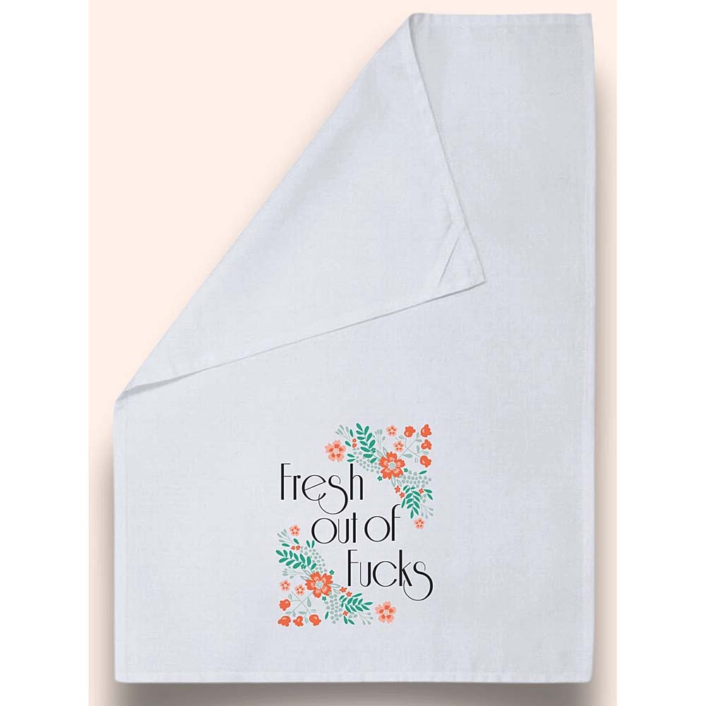 Fresh Out of Fucks - cotton towel - by Twisted Wares