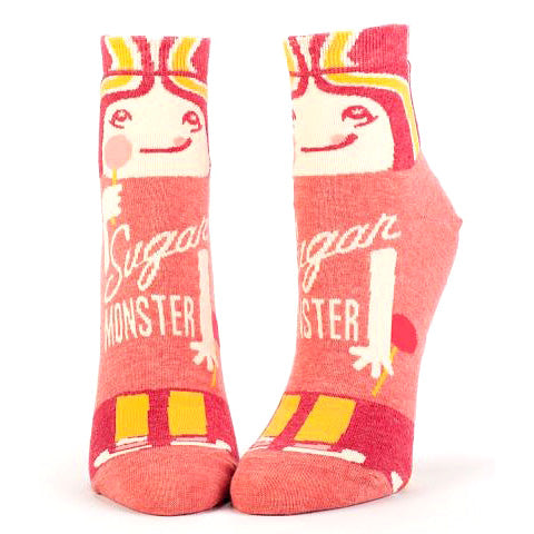 Women's Ankle Socks - Sugar Monster-More Please  - Blue Q