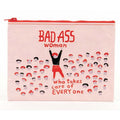 Bad Ass Woman who Takes Care of Everything - Eco, Recycled Zipper Pouch Blue Q