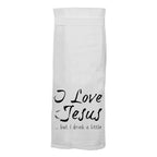 I Love Jesus but I drink a little.  Hang Tight Cotton Towel with pull through loop - by Twisted Wares