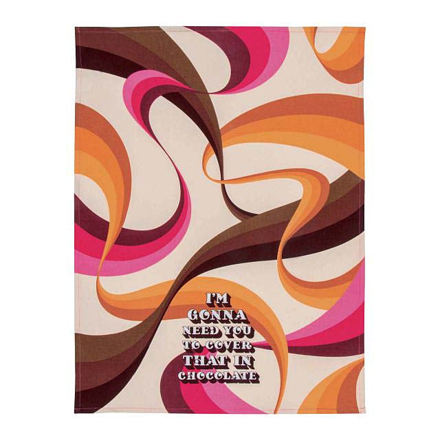 Cover in Chocolate  Blue Q Kitchen Towel - Printed Cotton Kitchen Towel