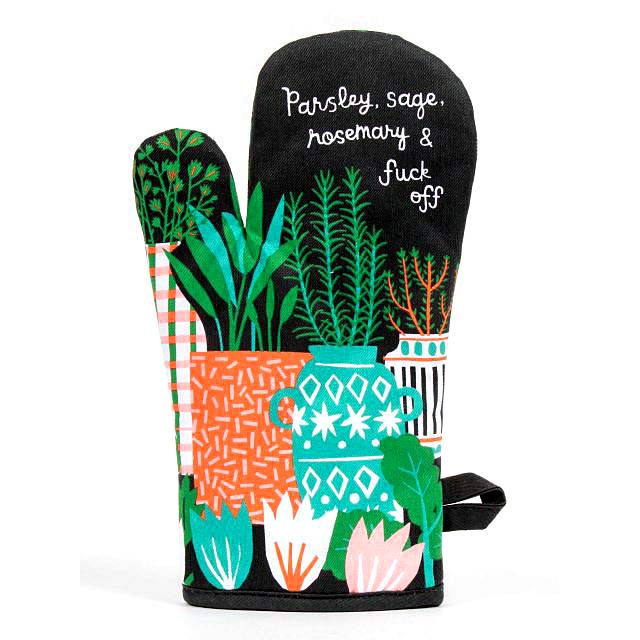 Parsley  Sage Rosemary & fuck off Blue Q Cotton Insulated Oven Mitts
