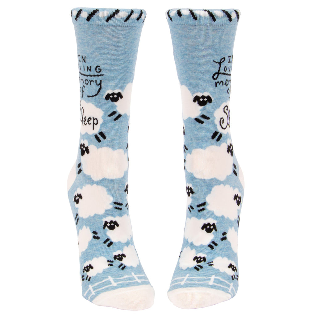 In Loving Memory of Sleep - Combed Cotton Women's Crew Socks by Blue Q