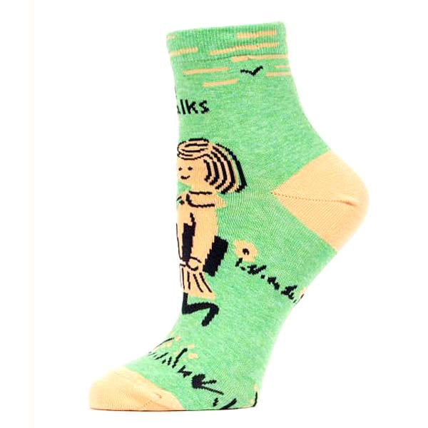 I Like Long Walks to the Library Combed Cotton Women's Ankle Sock by Blue Q