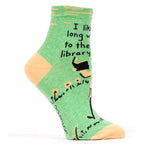 I Like Long Walks to the Library Combed Cotton Women's Ankle Sock by Blue Q