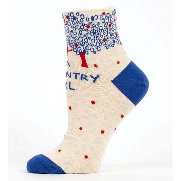 I'm a Country Girl.  Combed Cotton Women's Ankle Sock by Blue Q