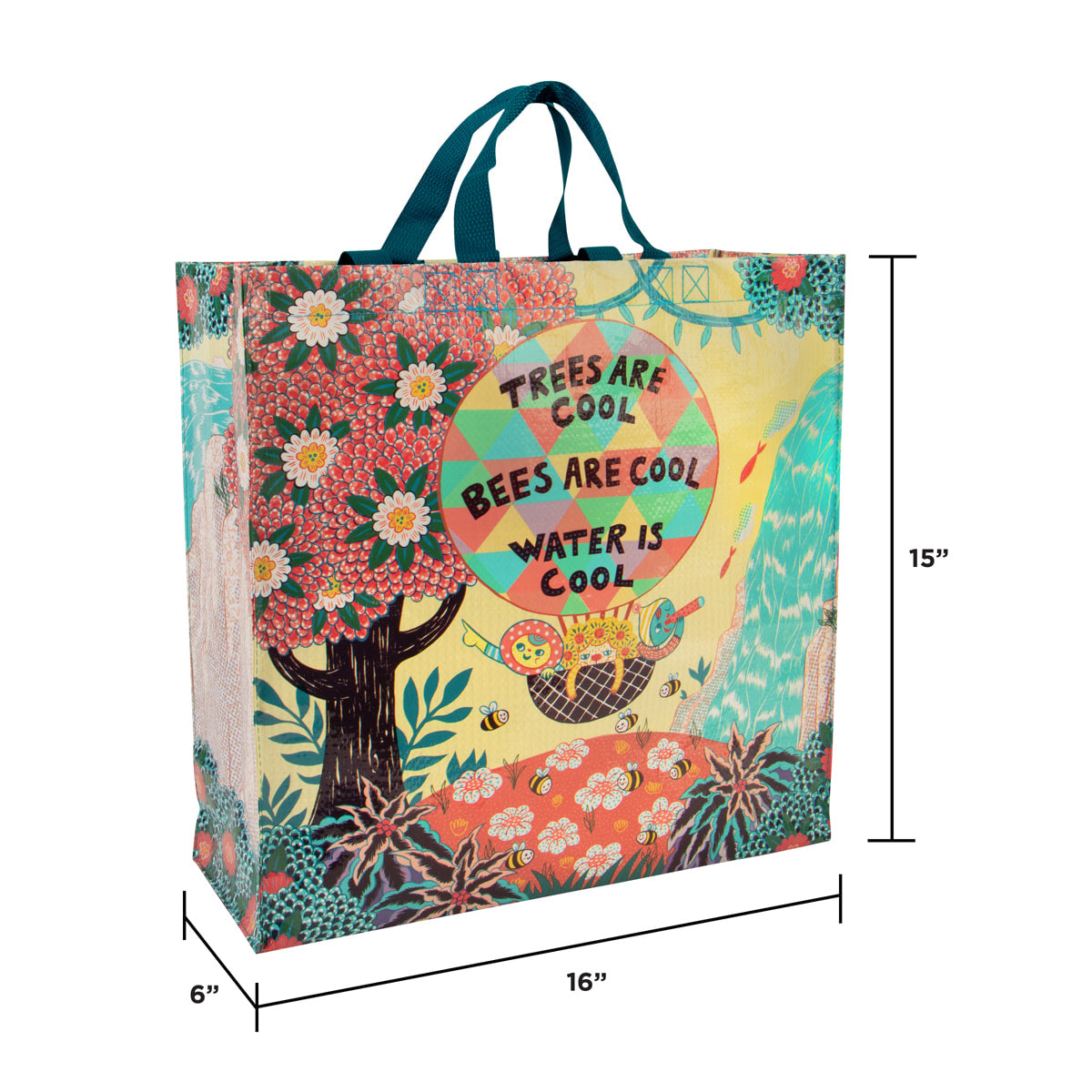 Trees and Bees Shopper Bag - Blue Q recycled shopping bag