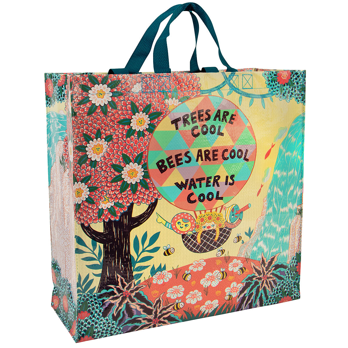Trees and Bees Shopper Bag - Blue Q recycled shopping bag
