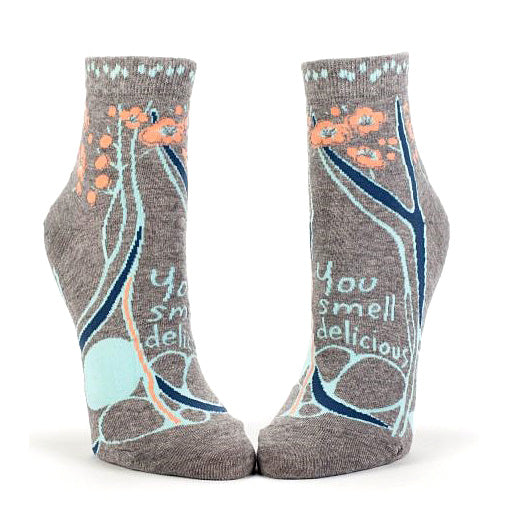 Women's Ankle Socks -  You Smell Delicious - Blue Q