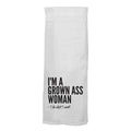 Grown Ass Woman. Hang Tight Cotton Towel with pull through loop - by Twisted Wares