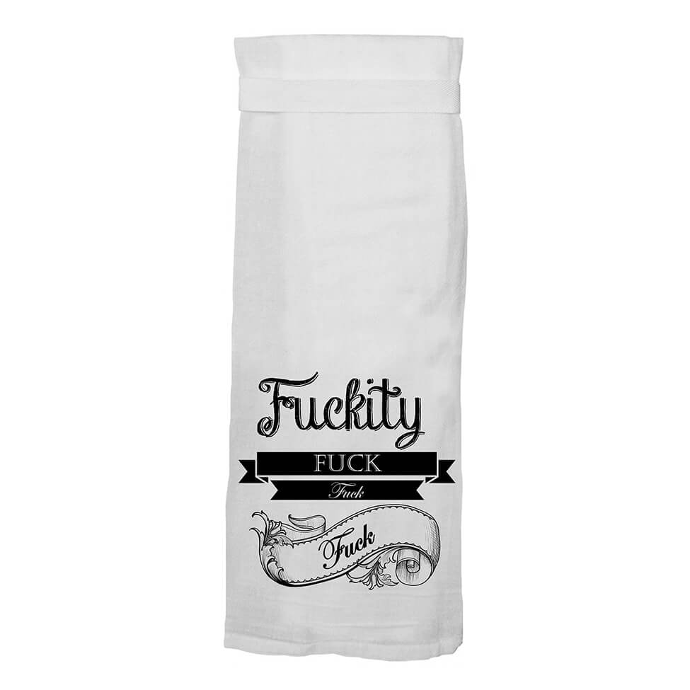 Fuckity Fuck Fuck - Hang Tight Cotton Towel with pull through loop - by Twisted Wares