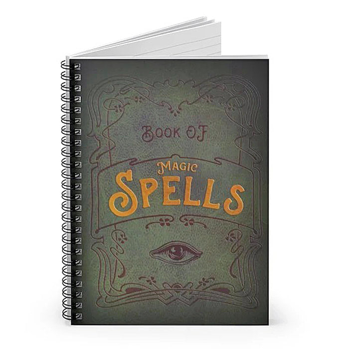 The Book of Spells lined spiral notebook.