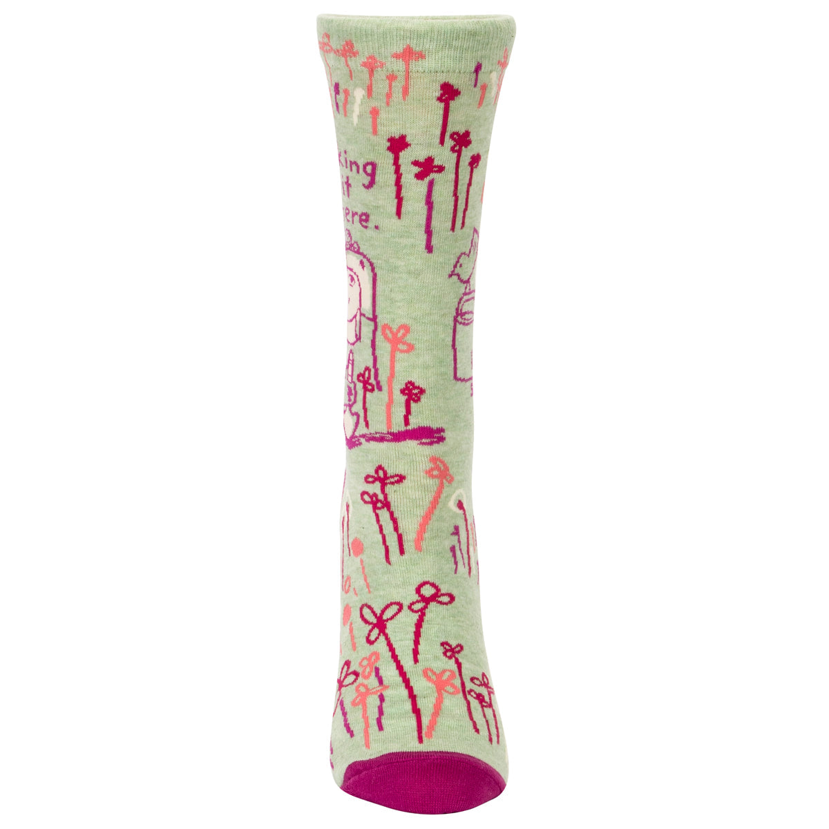 I fucking love it out here - garden-- combed cotton Women's Crew Socks Blue Q