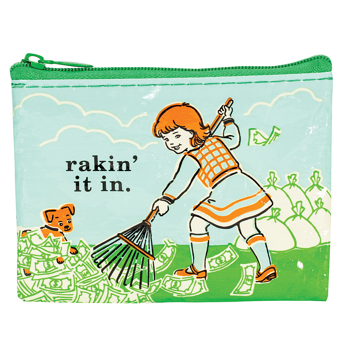 Rakin' it in.  Eco, Recycled Coin Purse