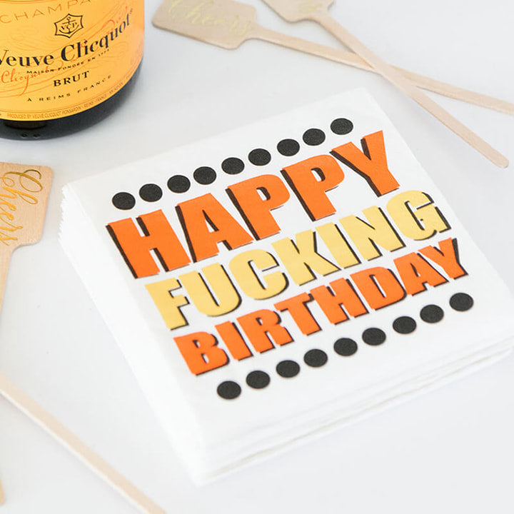 Happy Fucking Birthday Cocktail Napkin by Twisted Wares