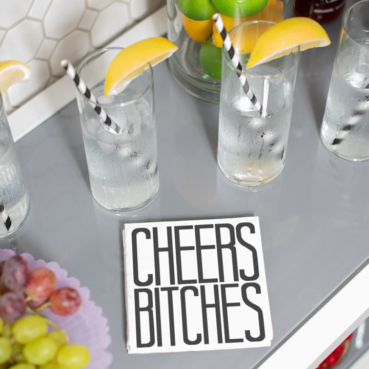 Cheers Bitches Cocktail Napkin by Twisted Wares