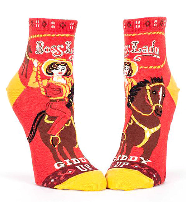 Women's Ankle Socks - Boss Lady - Giddy Up - Blue Q