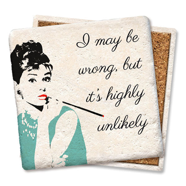 Audrey Hepburn - I may be wrong - Limestone Square Coasters