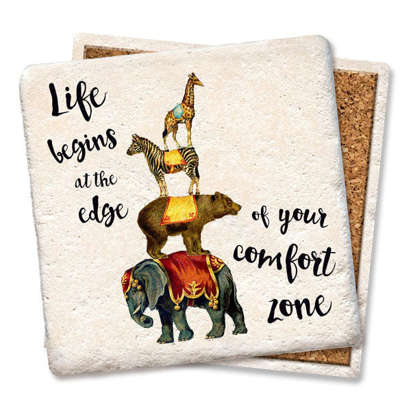 Comfort zone - Limestone Square Coasters