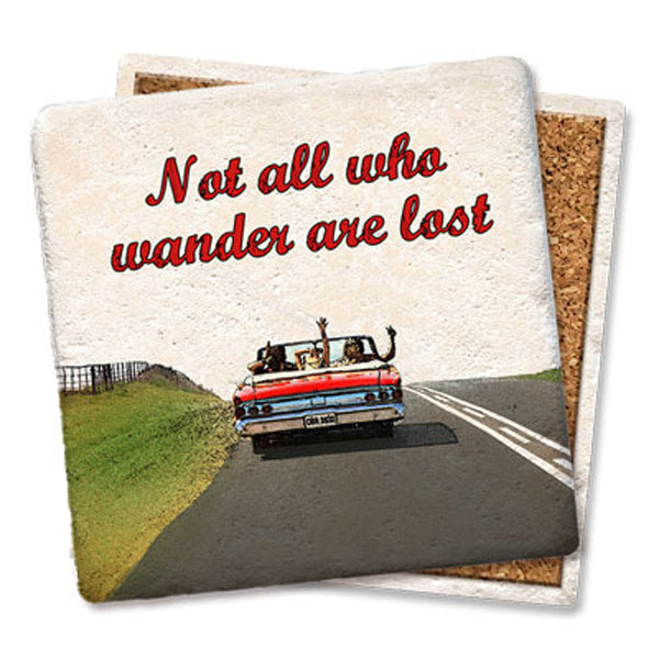 Not all Who Wander are lost Square Limestone Coaster by Tipsy