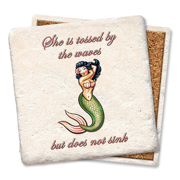 Tossed by the waves Square Limestone Coaster by Tipsy