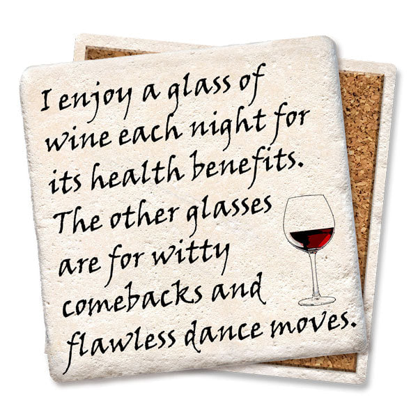 Enjoy a glass of wine Square Limestone Coaster by Tipsy