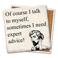 Expert Advice Square Limestone Coaster by Tipsy
