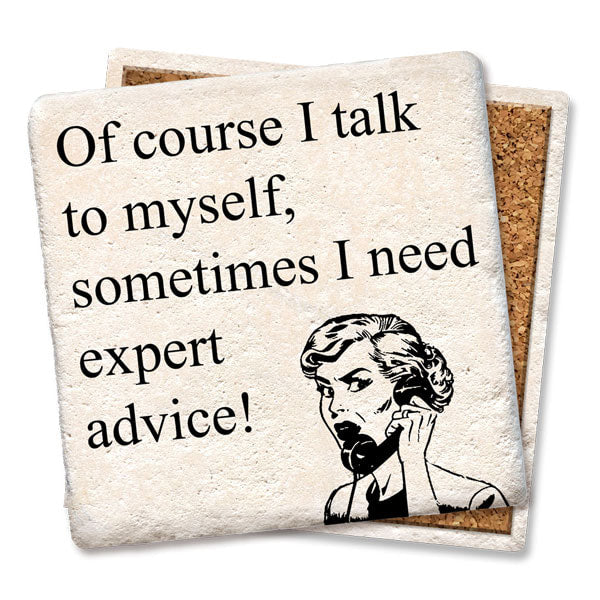 Expert Advice Square Limestone Coaster by Tipsy