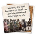 Background Music Square Limestone Coaster by Tipsy
