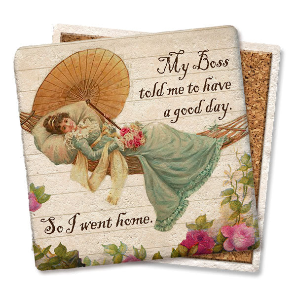 So I Went Home Square Limestone Coaster by Tipsy