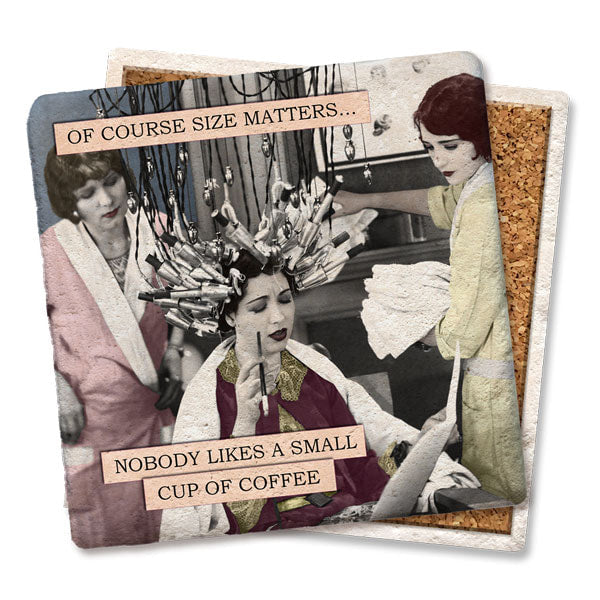 Size Matters - Coffee Square Limestone Coaster by Tipsy