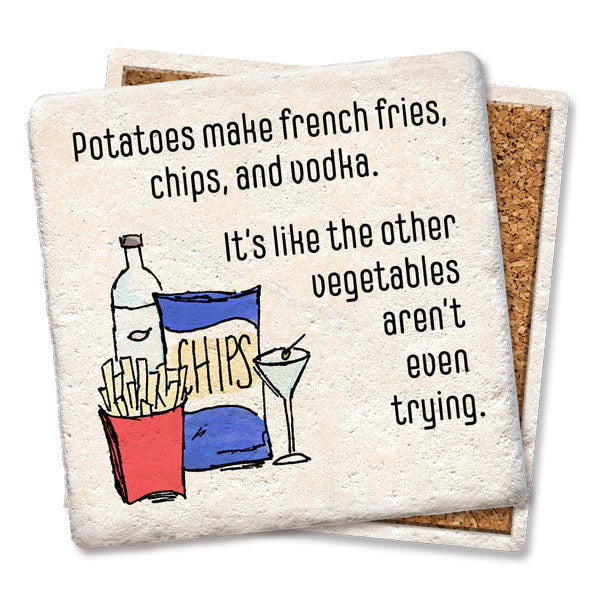 Potatoes Square Limestone Coaster by Tipsy