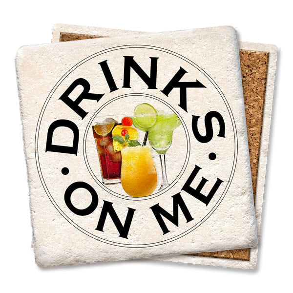 Drinks On Me - Limestone Coaster by Tipsy